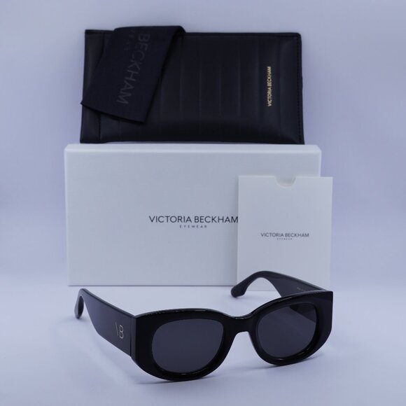 Victoria Beckham VB654S 001 Oval Sunglasses – Black/Grey - Picture 1 of 10